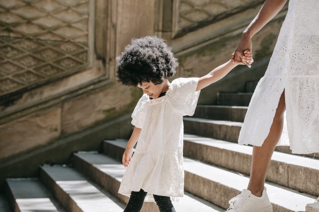 How to Teach Math to Preschoolers 2 A mother and her daughter walking down a staircase